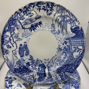 Royal Crown Derby Blue Mikado Dinner Plates Set of 6.